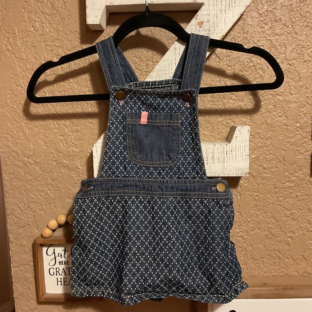 Toddler Girls Emma’s Garden Denim White Skort Overalls Size 2T